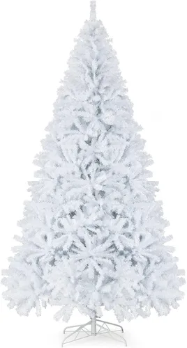 Miniatura 11 de Goplus Árbol de Navidad negro sin luz de 7.5 pies, árbol de Halloween artificial con 1258 puntas de rama, soporte de metal, árbol completo