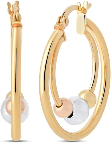 Miniatura 2 de Charmsy - Aretes de plata de ley en tres tonos para mujer