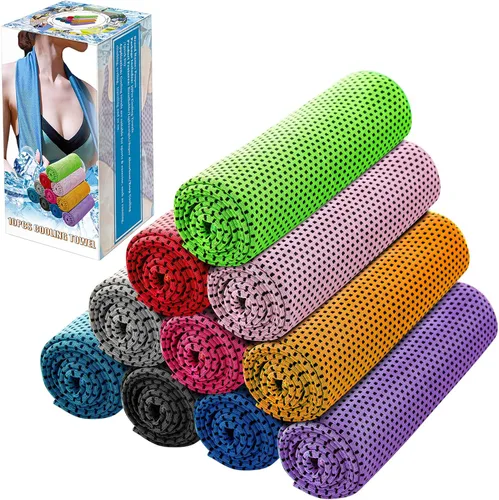 Ponpon 10 toallas de enfriamiento para el cuello y la cara, toalla de enfriamiento de microfibra para gimnasio, viajes, yoga, campamento, correr,