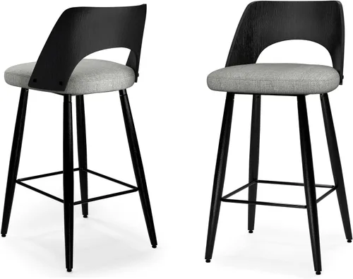 Miniatura 16 de SIMPLIHOME Randolph Taburetes de mostrador (juego de 2) – asientos de cocina tapizados de madera curvada de 28 pulgadas de altura de asiento
