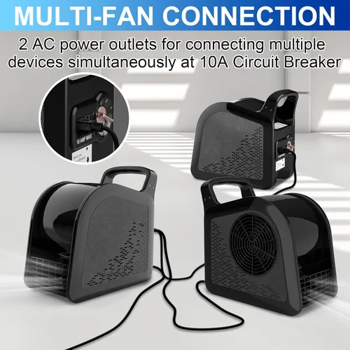 Miniatura 6 de Ventilador portátil para el hogar: ventiladores de piso de alta velocidad para refrigeración y secado, motor de aire con rotación de 185°