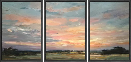 Miniatura 70 de SIGNWIN Lienzo enmarcado para pared, juego de arte de puesta de sol, horizonte, cielo, paisaje, fotografía, arte moderno, paisaje, relajante