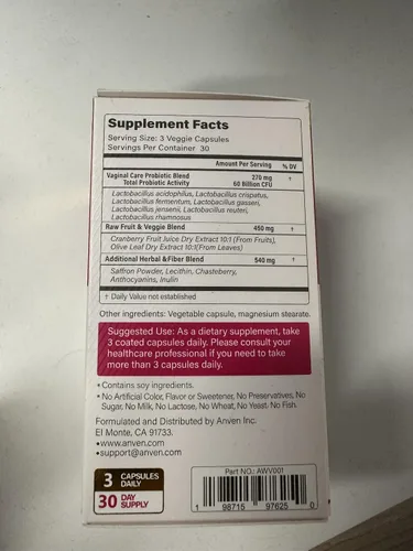 Miniatura 3 de Probióticos vaginales para mujeres, equilibrio de pH y apoyo de olores saludables con lactobacillus, prebióticos y arándanos, 60 mil millones