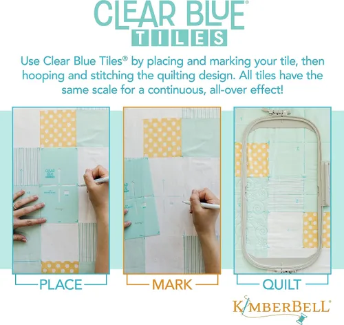 Miniatura 5 de Kimberbell Azulejos azules transparentes: juego esencial (32 piezas y 372 archivos de bordado) - Sistema completo para diseños personalizados