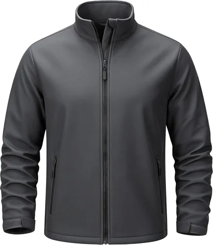 Miniatura 8 de TACVASEN Chaqueta ligera Softshell para hombre, impermeable, ligera, con forro polar, abrigo de invierno con 4 bolsillos cortavientos
