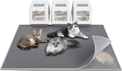 Miniatura 12 de Waretary Tapete para caja de arena para gatos: 36 x 30 pulgadas, impermeable, tapete de captura de arena para gatos y gatos, alfombra de control