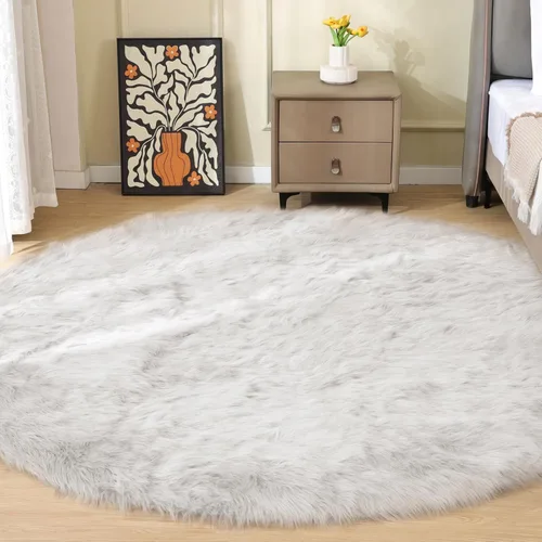 Miniatura 61 de ORINOVA Alfombras de pelo sintético lavable de color gris plateado claro para dormitorio, alfombra de felpa para sala de estar, alfombra