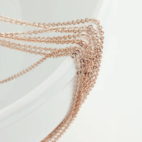 Miniatura 2 de 10 piezas – Collar de cadena de cable chapado en oro rosa de 16 quilates de 17.5 pulgadas, suministro de joyería con descuento a granel, 10PCHN
