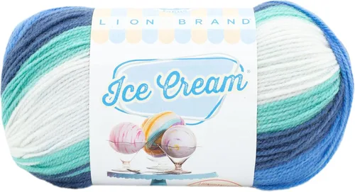 Lion Brand Yarn, Hilo para Bebé Ice Cream para tejer, ganchillo y manualidades, Baseball Nut, 1 paquete, fibra acrílica colorida de peso DK para