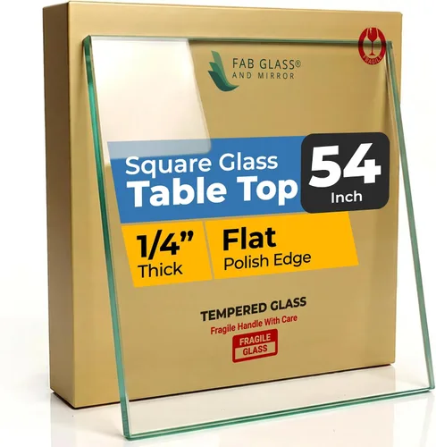 Miniatura 8 de Tablero de vidrio templado transparente de 10 pulgadas cuadradas con borde biselado de 1/2 pulgada de espesor para mesas de comedor, de café