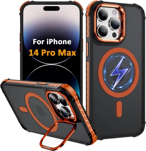 Miniatura 17 de i Phone 13 - Funda para iPhone 14, compatible con carga inalámbrica MagSafe, resistente, a prueba de golpes, soporte ajustable, color rojo mate