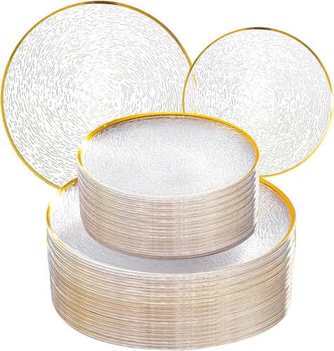 Miniatura 18 de Liacere 100 piezas de platos cuadrados de plástico blanco - 50 piezas de platos de cena resistentes de 9.5 pulgadas y 50 piezas de platos de postre