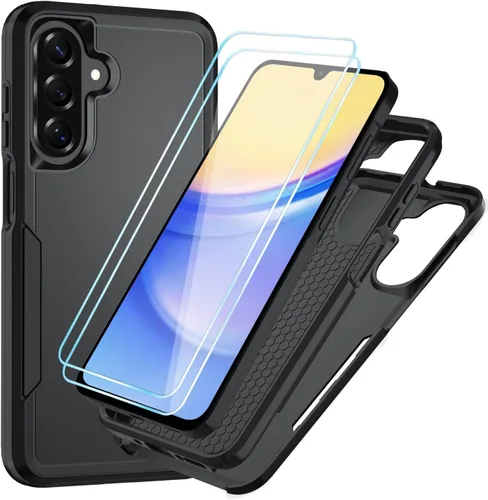 Funda para Samsung Galaxy A15 5G con protector de pantalla HD [protección contra caídas de grado militar] Protección de cuerpo completo resistente a