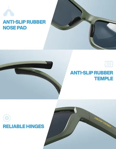 Miniatura 4 de DEAFRAIN Lentes de sol deportivos polarizados para hombres y mujeres, ideales para correr, pescar, conducir, marco irrompible con protección UV