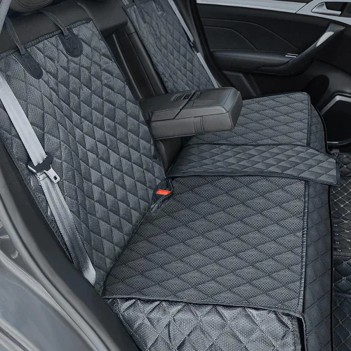 Miniatura 10 de ANOSOSPECIAL Funda de asiento de coche para perros en gris para el asiento trasero, piel antiadherente, apta para mascotas e impermeable - Protector