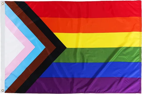 Miniatura 9 de TOPFLAGS Bandera del Orgullo Progreso Banderas Gay 2x3FT Vivid Rainbow Apoyo Comunitario Bisexual Banner LGBTQ Resistente a la decoloración