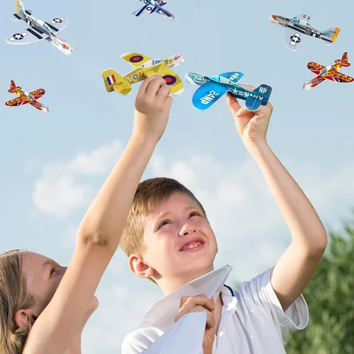 Miniatura 5 de XIPEGPA 60 piezas de aviones planeadores a granel de juguete para niños, juguetes de avión de papel para fiesta de cumpleaños, bolsas de regalo