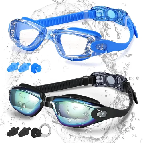 COOLOO Gafas de natación, paquete de 2 gafas de natación para hombres y mujeres, gafas de natación para adultos, jóvenes, adolescentes, niños, gafas
