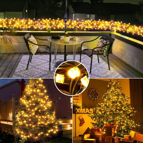Miniatura 7 de BlcTec Luces de Navidad blancas cálidas, 300 luces LED de 108 pies para árbol de Navidad con 8 modos, impermeables, con certificación UL