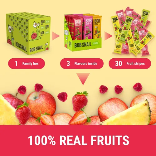 Miniatura 6 de Paquete variado de aperitivos para niños y adultos, 30 bocadillos de frutas saludables a granel envueltos individualmente, cuero de fruta con fresa