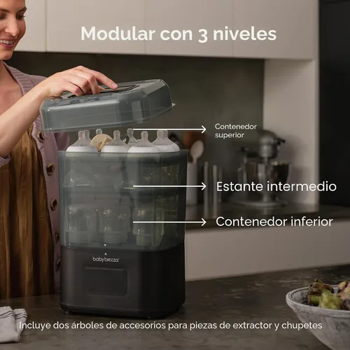 Miniatura 6 de Baby Brezza Esterilizador de biberones SuperQuick de 10 minutos + secadora, gran capacidad de 8 botellas, desinfección al vapor, ajuste universal