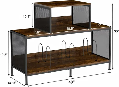 Miniatura 2 de Sonyabecca Espaciosa mesa de tocadiscos vintage – Capacidad para 150 – 250 álbumes de vinilo, divisores ajustables, áreas de visualización lateral