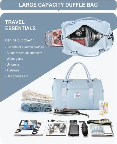 Miniatura 6 de Bolsa de lona de viaje, bolsas de fin de semana para mujeres y hombres, bolsa de transporte durante la noche, bolsa de hospital, bolsa de gimnasio