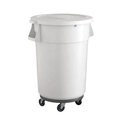 Miniatura 43 de Bote de basura comercial redondo gris de 32 galones con tapa y carrito