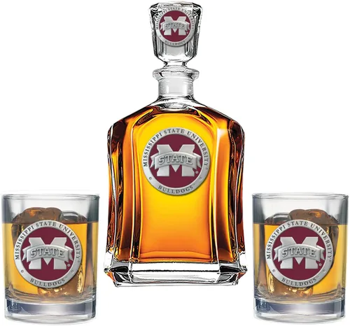Miniatura 21 de Heritage Pewter Juego de decantador Appalachian State con 2 vasos combinados, vertedor de 24 onzas con 2 vasos dobles antiguos, vidrio de peltre