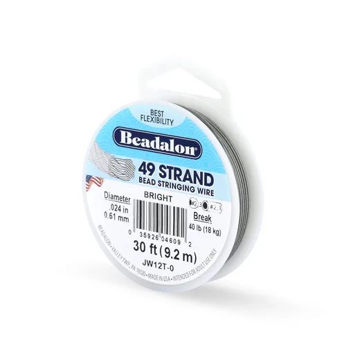 Miniatura 26 de Beadalon Alambre de cuerda de cuentas de acero inoxidable de 49 hebras, 0.024 pulgadas / 0.024 in, oro satinado, 30 pies / 30.2 ft Dorado satinado