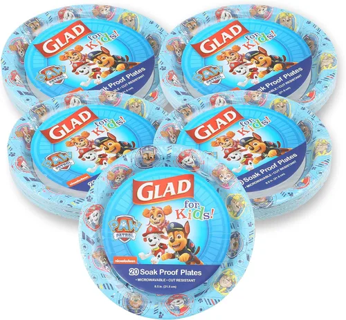 Miniatura 10 de Glad Platos de papel desechables de Paw Patrol para niños, platos infantiles resistentes a prueba de remojo para microondas, para fiestas