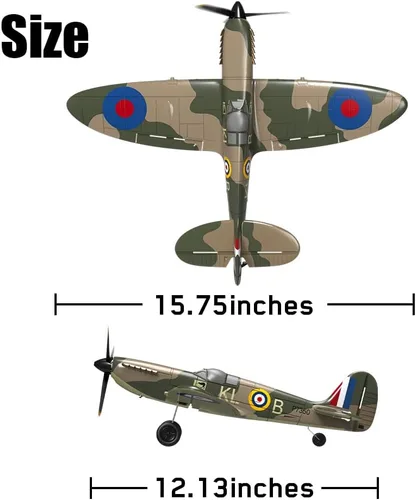 Miniatura 2 de ANTSIR Avión de control remoto para adultos Supermarine Spitfire, avión RC de 4 canales con giroscopio acrobático de 6 ejes, WW2 Warbird Fighter Gb