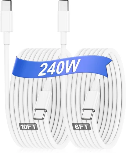 Miniatura 15 de Hzevn Cable de carga USB C de 60 W para MacBook Pro/Air y iPhone 16/15 Pro Max, certificado MFi 20V/3A, cable de carga súper rápido de 6 pies + 10