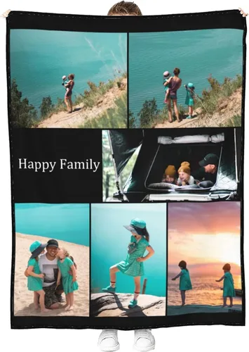 Miniatura 14 de Manta personalizada con diseño fotográfico de tu texto, mantas personalizadas, regalos personalizados (1 foto, 40 x 30 pulgadas)