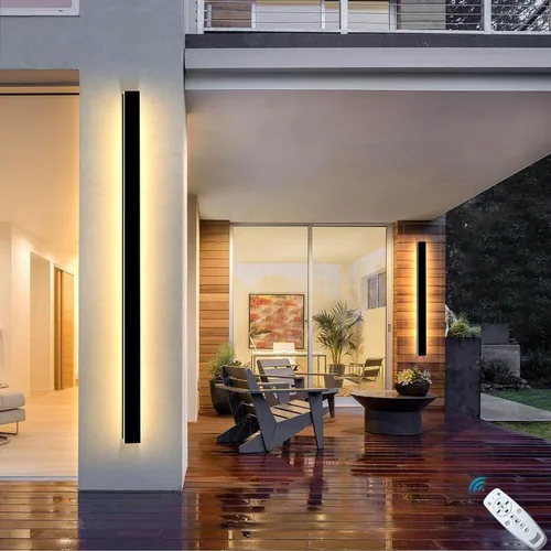 Miniatura 26 de Paquete de 2 luces de pared para exteriores de 39 pulgadas, montaje en pared, aplique moderno para exteriores, iluminación exterior lineal larga LED