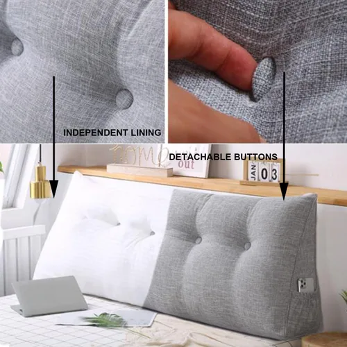 Miniatura 7 de Almohada triangular grande para cabecero de lectura, almohada de lino y algodón para sofá cama, cojín de apoyo de posicionamiento con funda Rojo