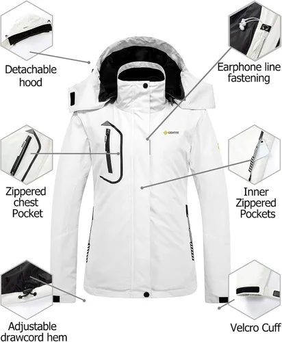 Miniatura 6 de GEMYSE Chaqueta de nieve impermeable 3 en 1 para mujer, abrigo de invierno aislado