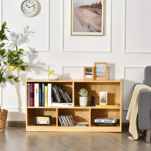 Miniatura 4 de Tangkula Estantería de 5 Cubos, Estante de Almacenamiento Abierto de Madera de 2 Niveles, Gabinete de Almacenamiento y Exhibición Multipropósito