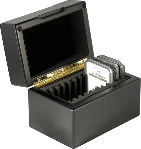 Guardhouse Caja de almacenamiento/exhibición de diez monedas con acabado mate negro para titulares de monedas de estilo certificado o certificado