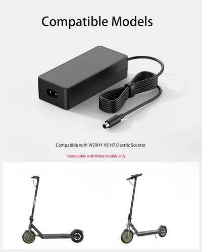 Miniatura 4 de VHBW Cargador eléctrico de 42 V para scooter WERHY - Cargador de repuesto de 36 V compatible con scooter eléctrico WERHY H5 H7, adaptador