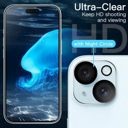 Miniatura 6 de JETech Funda 5 en 1 para iPhone 15 de 6.1 pulgadas con 2 protectores de pantalla de vidrio templado y protector de lente de cámara, no se pone