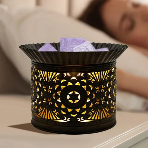 CVHOMEDECO. Calentador eléctrico de cera derretida, calentador de metal con recortes, calentador de velas decorativo para velas perfumadas, cera