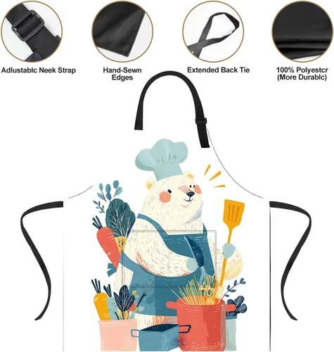 Miniatura 4 de Delantal divertido con 2 bolsillos para hombres y mujeres, barbacoa, parrilla, delantales con babero ajustable, regalos, cocina, cocina de la cocina