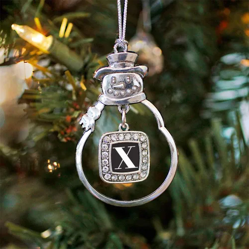 Miniatura 3 de Inspired Silver - Adorno de rodillo de reina - Adorno cuadrado de plata con muñeco de nieve con joyas de circonita cúbica