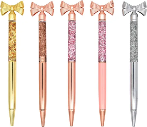 Miniatura 2 de Gullor Paquete de 5 bolígrafos de metal con lazo pequeño, regalo con tinta negra, multicolor A