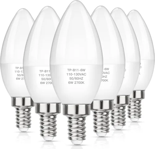 Miniatura 10 de MAXvolador Bombillas LED E12 para candelabro equivalente a 60 W, base de vela B11 de 6 W, bombilla de araña de 600 lúmenes, blanco natural 3500 K