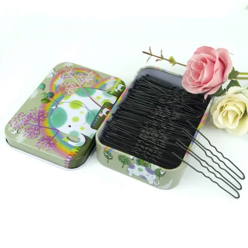 Miniatura 2 de 200 horquillas en forma de U negras con bonita funda, horquillas para moños, horquillas de primera calidad para niños, niñas y mujeres, ideales
