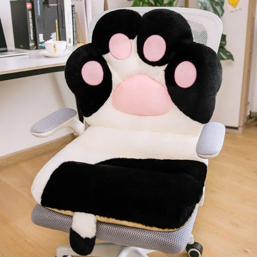 Cojín de pata de gato Kawaii de felpa para asiento de escritorio, cómodo cojín antideslizante para dormitorio, oficina, escritorio, silla de juegos,