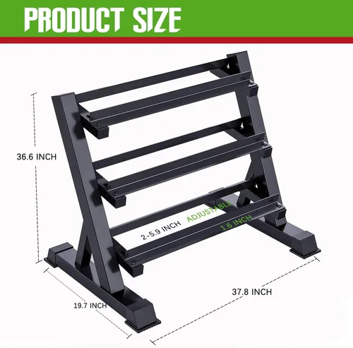 Miniatura 5 de Mancuernas hexagonales de goma de 100-250 kg con estante, peso libre para gimnasio en casa, mancuernas de goma duraderas con almacenamiento