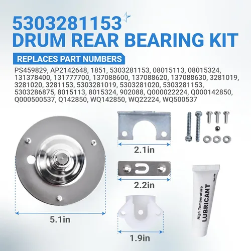 Miniatura 4 de [Actualizado] BlueStars 5303281153 y 134503600 Rodamiento trasero de secadora – Compatible con secadores Frigidaire y Kenmore – Reemplaza PS459829